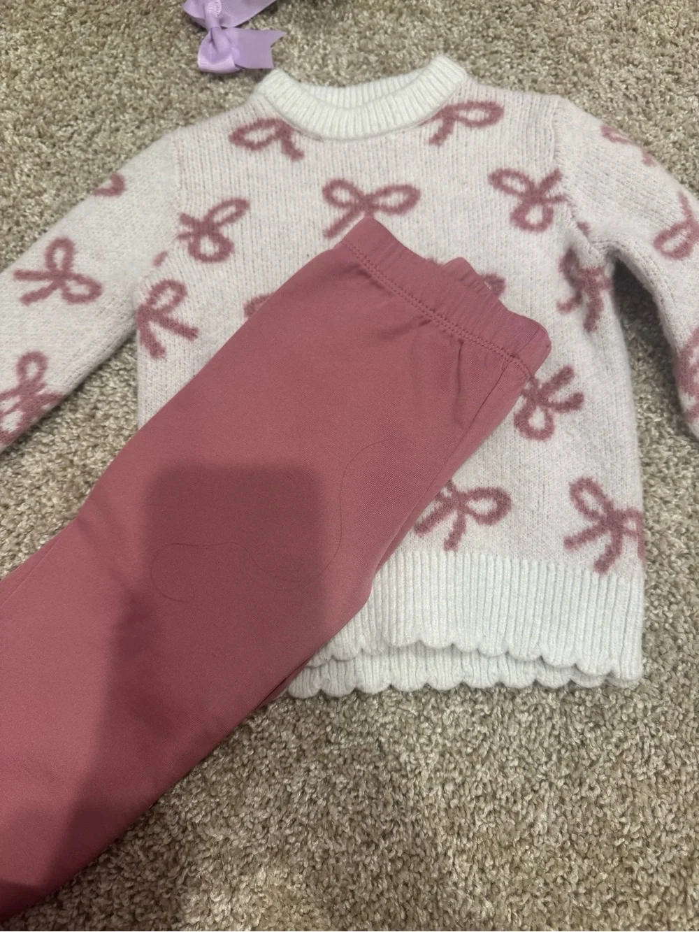 Sweet Storm Pink Bow Knit Sweater with Rose Leggings